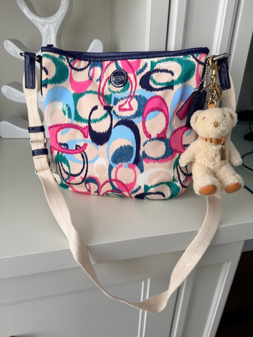 Vintage Y2K COACH Ikat Scribble Crossbody Medium Bag Purse F24446 NEW